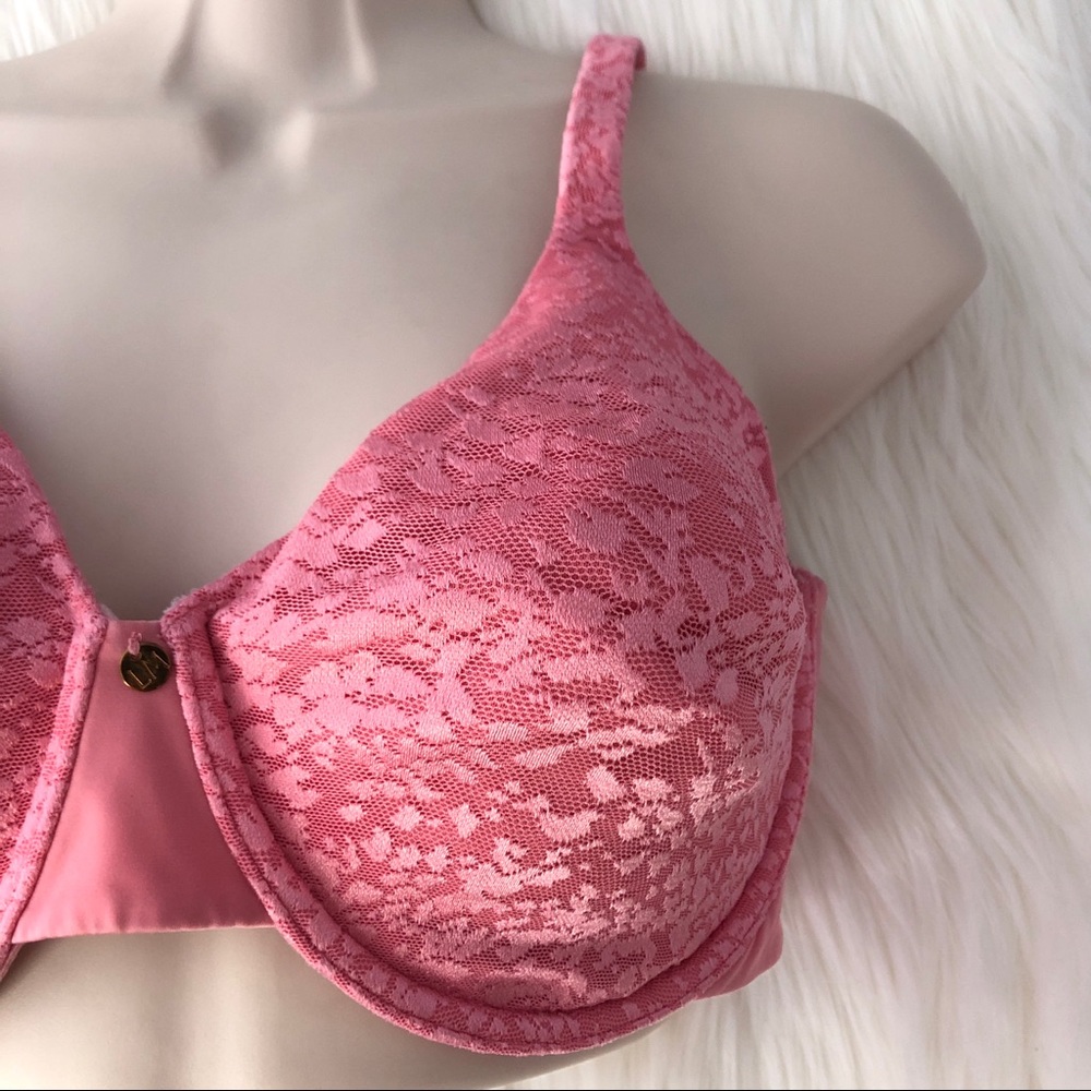 Le Mystere Lightly Lined Underwire Bra Size 38D Pink Supportive Full Coverage